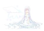  bad_id bad_pixiv_id bare_shoulders dress hand_on_own_face latin long_hair mishima_kurone original red_eyes reflection sitting solo tears very_long_hair white_hair wings 