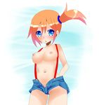 1girl artist_request blue_eyes blush breasts female kasumi_(pokemon) kokutou_89 looking_at_viewer medium_breasts naked_suspenders navel nipples pokemon side_ponytail solo suspenders 