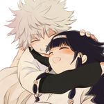  alluka_zoldyck androgynous black_hair brothers closed_eyes grin hairband hug hunter_x_hunter japanese_clothes killua_zoldyck multi-tied_hair multiple_boys nii_(aaaelrrroas) open_mouth otoko_no_ko siblings smile white_hair 