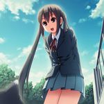  black_hair brown_eyes cat k-on! long_hair nakano_azusa sayousuke school_uniform twintails 