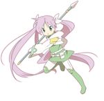  blue_eyes hayato_(meromoni) hiiragi_kagami long_hair lucky_star polearm purple_hair solo spear twintails very_long_hair weapon 