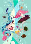  aqua_hair blonde_hair camera fish flower glasses hashimochi hatsune_miku highres kagamine_rin light_bulb long_hair megurine_luka multiple_girls pink_hair sea_turtle short_hair skirt turtle twintails underwater very_long_hair vocaloid 