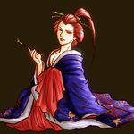  female genderswap japanese_clothes kibagami_genjuro kimono midnight_bliss red_hair samurai_spirits smile snk 
