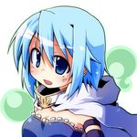  armband blue_eyes blue_hair cape magical_girl mahou_shoujo_madoka_magica miki_sayaka open_mouth short_hair smile solo yuuhi_alpha 