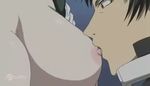  1boy 1girl animated animated_gif breast_sucking breasts fujiomi_taisuku nipples seikon_no_qwaser sendou_mutsumi 