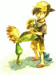  boy flower gold_(pokemon) hat pokemon pokemon_(game) pokemon_gold_and_silver pokemon_gsc pokemon_special satobitorotoku smile sunflora sunflower 