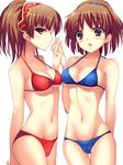  alternate_color arle_nadja bad_id bad_pixiv_id banned_artist bikini blue_bikini blush breasts brown_eyes brown_hair cameltoe cleavage doppelganger_arle dual_persona hairband holding_hands madou_monogatari multiple_girls navel open_mouth player_2 profile puyopuyo red_bikini shikano_sumiaki small_breasts strap_gap swimsuit underboob 