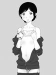  greyscale monochrome pants_pull shinatose_izana shirt_lift short_hair sidonia_no_kishi solo spoilers virtues 