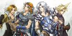  androgynous armor bandana blonde_hair blue_eyes brown_eyes cape cecil_harvey cloud_strife crystal dissidia_final_fantasy final_fantasy final_fantasy_ii final_fantasy_iv final_fantasy_vii final_fantasy_x frioniel gloves headband male_focus map multiple_boys open_mouth piranosuke spiked_hair sword tidus weapon 