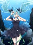  aqua_eyes aqua_hair arms_up bad_id bad_pixiv_id dress floating_hair hair_over_one_eye hatsune_miku long_hair nasuko shinkai_shoujo_(vocaloid) solo twintails underwater vocaloid 