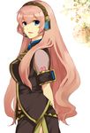  bad_id bad_pixiv_id blue_eyes headphones headset long_hair megurine_luka navel nntn pink_hair skirt solo very_long_hair vocaloid 