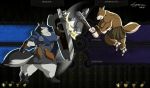  2018 anthro armello armor axe black_nose breasts canine clothed clothing corgi dog female fur grey_fur hi_res hyper hyper_muscles looking_at_viewer magna_(armello) male mammal melee_weapon muscular muscular_female polearm shield snow solo spear weapon wolf xxsparcoxx 