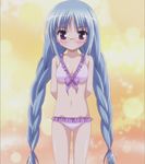  bikini blue_hair child glasses highres long_hair nagatsuka_saki plait purple_eyes ro-kyu-bu! rou-kyuu-bu! smile swimsuit 