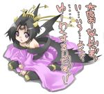  bat_wings black_hair blush_stickers demon_girl digimon hair_ornament horns lilithmon purple_eyes shikapu solo translation_request wings younger 
