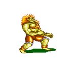  90s animated animated_gif blanka capcom chest_hair comedy funny green_skin lowres male male_focus orange_hair shorts street_fighter 