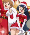  araragi_(pokemon) christmas gen_5_pokemon makomo_(pokemon) multiple_girls oshawott pokemoa pokemon pokemon_(anime) pokemon_(creature) pokemon_bw_(anime) santa_costume upskirt 