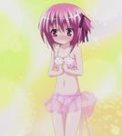  bikini blush child hair_ribbon highres minato_tomoka pink_eyes pink_hair ribbon ro-kyu-bu! rou-kyuu-bu! see-through short_hair side_ponytail skirt swimsuit 