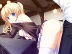  1boy 1girl amakawa_chizuru blonde_hair blue_eyes breasts censored character_request choco_chip game_cg giga_(company) indoors nekonyan penis sex shirahane_nao smile source_request sucre thighhighs 