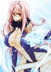  aoi_remi aqua_background bad_id bad_pixiv_id bare_hips belt bodysuit book breasts center_opening covered_nipples glasses gloves hairband large_breasts leaning_forward long_hair loose_belt magic magic_circle no_panties pink_hair presa_(tales) skin_tight solo spread_legs tail tales_of_(series) tales_of_xillia thighs yellow_eyes 