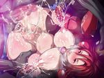  1girl ahegao arubaresuto_furai breasts butcha-u censored cum cum_in_ass cum_in_pussy cum_inside cum_on_body empty_eyes eroquis fucked_silly gaping inflation large_breasts legs_over_head monster nipple_penetration nipples overflow rape red_hair rolling_eyes stomach_bulge tentacle tentacle_rape youchuu_no_ori 