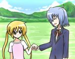  ayasaki_hayate blonde_hair blue_hair green_eyes hayate_no_gotoku! long_hair reverse_(artist) sanzen'in_nagi sanzenin_nagi twintails 