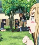  akiyama_mio bad_id bad_pixiv_id black_hair black_legwear blazer blonde_hair blood blue_eyes brown_eyes brown_hair eyebrows forced_perspective giantess grass hairband hirasawa_yui jacket k-on! kotobuki_tsumugi loafers long_hair lying multiple_girls nakano_azusa open_mouth optical_illusion panties pantyhose school_uniform shoes short_hair sitting skirt socks striped striped_panties tainaka_ritsu tears teeth tree turn_pale twintails underwear vore watanore window 