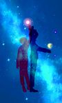  crescent gag_manga_biyori hoshikuzu_stella milky_way moon multiple_boys night night_sky ono_no_imoko shoutoku_taishi silhouette sky star_(sky) starry_sky sun 