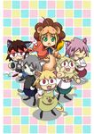  ahoge animal_costume artoria_pendragon_(all) blonde_hair carnival_phantasm company_connection corn fate/stay_night fate/tiger_colosseum fate/unlimited_codes fate_(series) green_eyes highres kinroh lion_costume melty_blood multiple_girls nekoarc nekoarc_bubbles nekoarc_chaos nekoarc_destiny nekoarc_evolution saber_lion tsukihime type-moon 