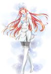  bad_id bad_pixiv_id boots coat cosplay erza_scarlet fairy_tail fate/zero fate_(series) fur_hat hat highres irisviel_von_einzbern irisviel_von_einzbern_(cosplay) kurose_nao long_hair oohara_sayaka pantyhose red_eyes red_hair seiyuu_connection solo thigh_boots thighhighs 