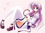  amaha_miu cat long_hair mashiroiro_symphony pan-nya purple_hair ro_(61232ta) school_uniform solo thighhighs 