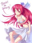  1girl atomix blush breasts cleavage hair_ornament long_hair red_eyes red_hair wink 