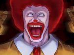  1024x768 close-up clown creepy face_paint facepaint gloves glowing glowing_eyes male male_focus mcdonald&#039;s mcdonald's mitsuki_yuuya open_mouth red_hair ronald_mcdonald solo teeth wallpaper 
