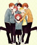  5boys asaba_yuuki asaba_yuuta bad_id bad_pixiv_id black_hair blonde_hair brothers brown_eyes brown_hair closed_eyes glasses kimi_to_boku long_hair matsuoka_shun multiple_boys ono_(0_no) pose satou_masaki school_uniform short_hair siblings tachibana_chizuru_(kimi_to_boku) tsukahara_kaname twins v 