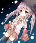  black_legwear brown_eyes grey_hair matthew_(yo_matthew) original smile solo thighhighs twintails 