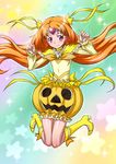  adapted_costume boots bow brooch bubble_skirt choker covered_nipples cure_muse_(yellow) eyelashes flat_chest frills hair_ornament hair_ribbon halloween jack-o'-lantern jewelry joy_ride knee_boots light_smile long_hair magical_girl naked_pumpkin orange_hair pink_eyes precure pumpkin pussy ribbon shirabe_ako skirt solo star starry_background suite_precure yellow_bow yellow_choker yellow_ribbon 