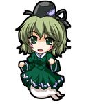  bad_id bad_pixiv_id blush_stickers chibi dress ghost_tail green_dress green_eyes green_hair hat highres onsen_tamago_(nurumayu_onsen) open_mouth simple_background soga_no_tojiko solo touhou 