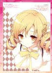  absurdres blonde_hair blush curly_hair highres mahou_shoujo_madoka_magica shirahane_nao smile solo tomoe_mami twintails yellow_eyes 