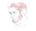  bad_id bad_pixiv_id beard facial_hair fate/zero fate_(series) male_focus monochrome npn red_hair rider_(fate/zero) solo 