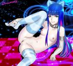  1girl dramonk highres lying pussy solo stocking_(character) stocking_(psg) uncensored 