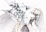  armor cape dissidia_final_fantasy final_fantasy final_fantasy_i garland_(ff1) hands_together helmet magnet_(vocaloid) male_focus monochrome multiple_boys vocaloid warrior_of_light whitmoon 