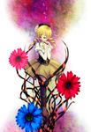  beret black_legwear blonde_hair boots detached_sleeves drill_hair flower hat highres magical_girl mahou_shoujo_madoka_magica plant skirt sleeves_past_wrists solo thighhighs tomoe_mami twin_drills twintails uruchi_kome vines zettai_ryouiki 