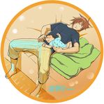  age_difference brown_hair eyes_closed father_and_son kratos_aurion lloyd_irving male male_focus red_hair redhead short_hair sio_vanilla tales_of_(series) tales_of_symphonia 
