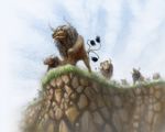  cliff cloud day fur gen_1_pokemon image_sample md5_mismatch nature no_humans pixiv_sample pokemon pokemon_(creature) pokemon_(game) pokemon_rgby tauros 