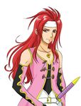  1boy long_hair male male_focus purple_eyes red_hair redhead simple_background solo tales_of_(series) tales_of_symphonia violet_eyes white_background zelos_wilder 