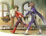  2boys age_difference brown_hair father_and_son kratos_aurion lloyd_irving male male_focus multiple_boys red_hair redhead short_hair sio_vanilla tales_of_(series) tales_of_symphonia 