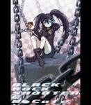  black_rock_shooter black_rock_shooter_(character) boots chain drink jacket long_hair shorts solo tamago_(yotsumi_works) 