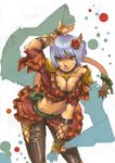  animal_ears artist_request bow breasts cleavage dancer final_fantasy final_fantasy_xi frills large_breasts mithra solo tail 