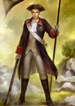  axis_powers_hetalia badge blonde_hair boots cravat gun hat highres lotus_(elico) male_focus medal military military_uniform musket prussia_(hetalia) solo uniform weapon 