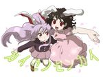  animal_ears bad_id bad_pixiv_id bunny_ears inaba_tewi multiple_girls outstretched_arm outstretched_hand reisen_udongein_inaba touhou umishima_senbon 