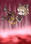  blonde_hair bow chibi floating hair_bow kugelschreiber kurodani_yamame levitation pantyhose ponytail red_eyes short_hair solo touhou 